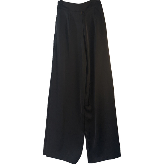 Misa Los Angeles Filippa Pants Black Satin Wide Leg High Waist Trousers XXS - Picture 3 of 4